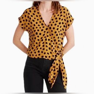 MADEWELL Sash-Tie Wrap Top in Painted Spots size Small